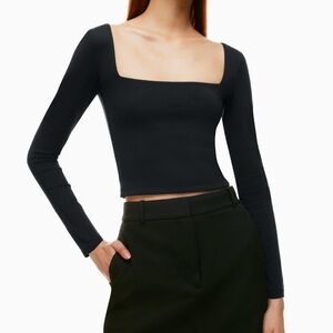 Aritzia Babaton Contour Square Neck Longsleeve Cropped Shirt